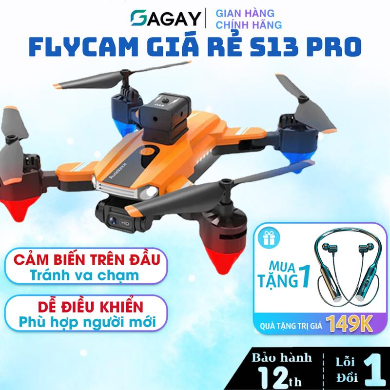 Flycam máy bay điều khiển từ xa mini, Flycam giá rẻ S13 pro camera HD, dung lượng pin 2500mAh, quay vòng 360 độ