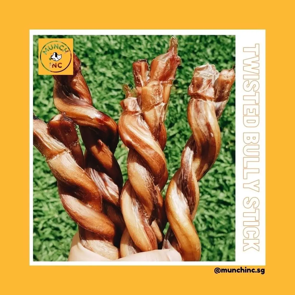 {BUNDLE FAVOURITE} MUNCH INC- Air-Dried Dehydrated Dog Chew - Bully Sticks Braided Lollipop Twist Stick