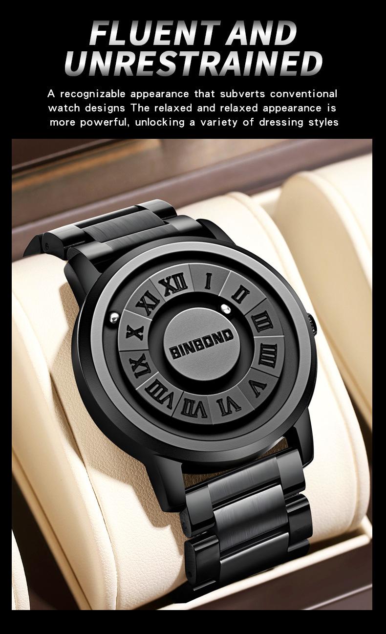 Product Introduction of Men Watch Black Technology Watch New Concept Personalized Magnetic Suspension Steel Waterproof Male Fashion Quartz Watches Gift 24