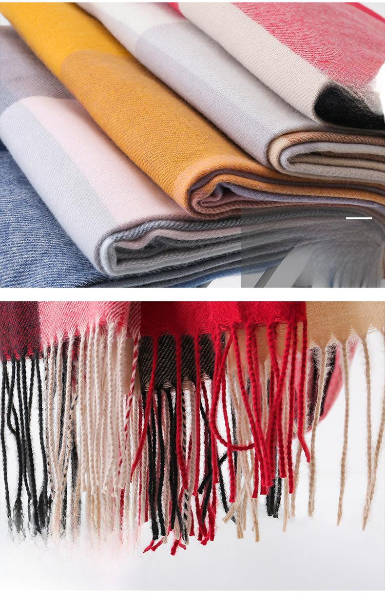 Product Introduction of New Plaid Scarf Women's Japanese and Korean Style Sweet Warm Scarf Fashion Shawl Autumn and Winter Artificial Cashmere Scarf enamel  pins selendang  bahu  klasik 6