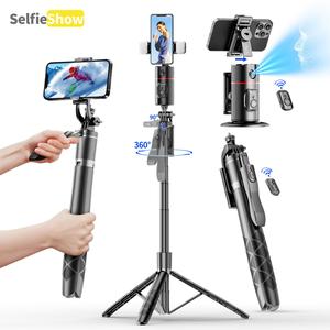 SELFIESHOW 360度インテリジェントフェイストラッキングジンバル、スマートジェスチャー認識付きセルフィースティック、トリップッド＆フィルライト付き、iOSとAndroid対応のセルフィーアクセサリー