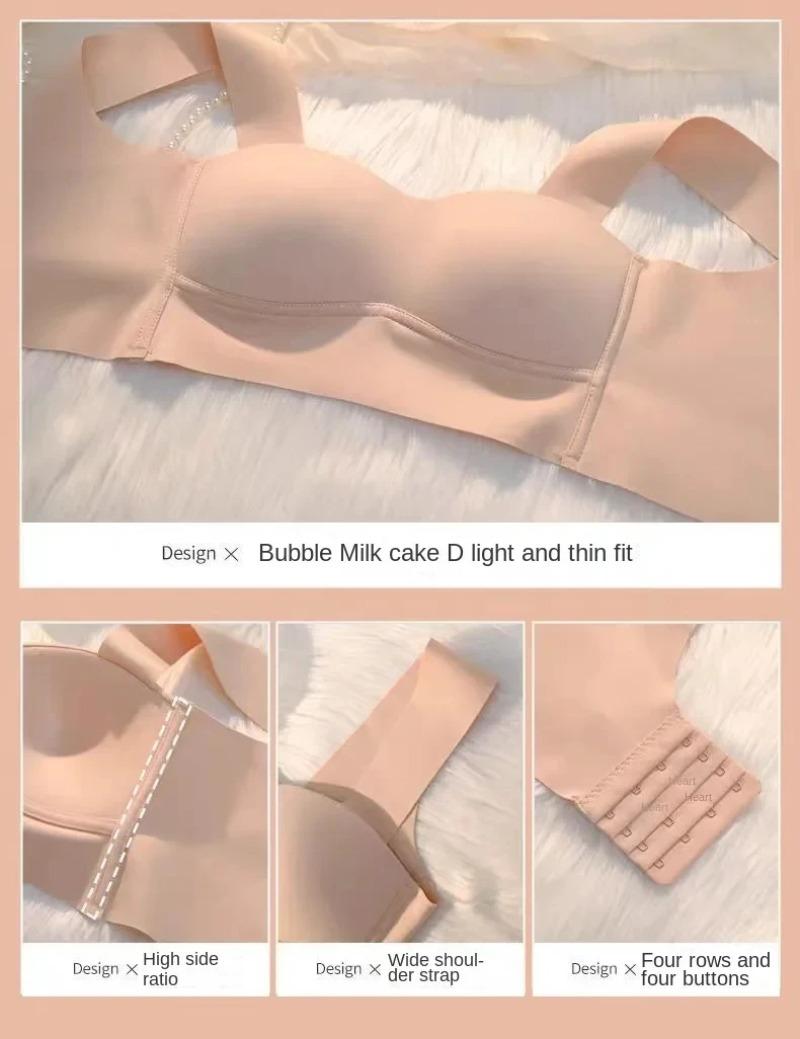 Product Introduction of Women Seamless Silk Bra Removable Chest Pad Lifting Underwear No Steel Ring Breathable 8