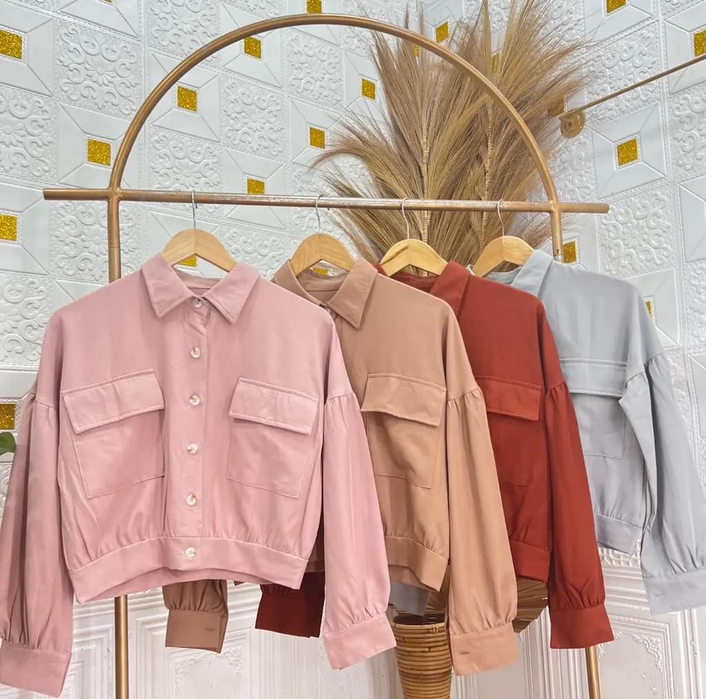 Kemeja Crop Wanita Kemeja Wanita Kekinian Atasan Import Atasan Crop