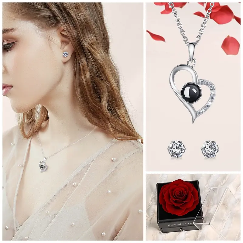 Kecantikan Mistik Diawetkan Mawar Asli Merah dengan Kalung 925 Mawar Ajaib Hadiah untuknya Hadiah Ulang Tahun untuk Wanita Pacar Ibunya Istri Nenek di Hari Kasih Sayang Set Natal Hari Ibu 2