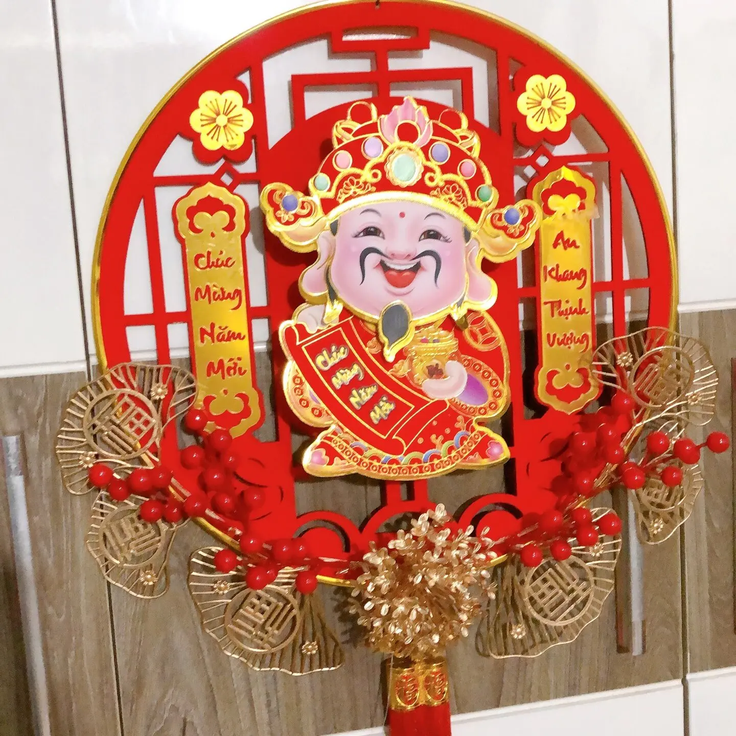 Dải treo thần tài lắc lư size 38cm Decor Phòng khách, Decor cửa hàng chiêu tài hút lộc, may mắn đầu năm 2025