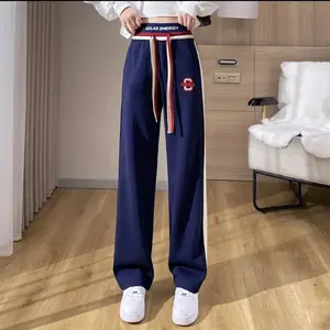 Stripe Pants C Needle Sport Pants Wanita Celana Joger Bahan Baby Terry Tersedia 2 Warna Hitam Navy Size L-4XL