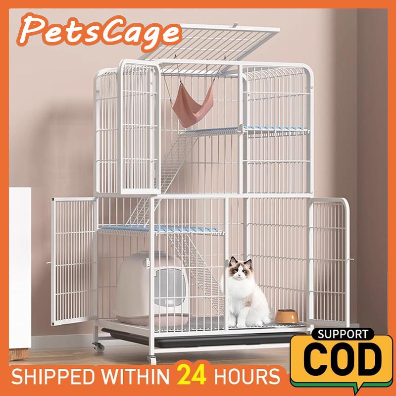 Chuồng mèo 2/3/4 tầng Lồng Nan Ống Nhiều Tầng Có Bánh Xe tặng PetsCage