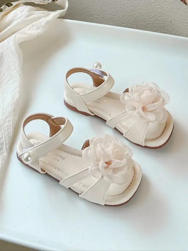 Flower Decorated Sandals, Soft Lightweight Comfortable Sandals for Girls, Elegant Sandals for Wedding Party, Kids Shoes for Summer 4