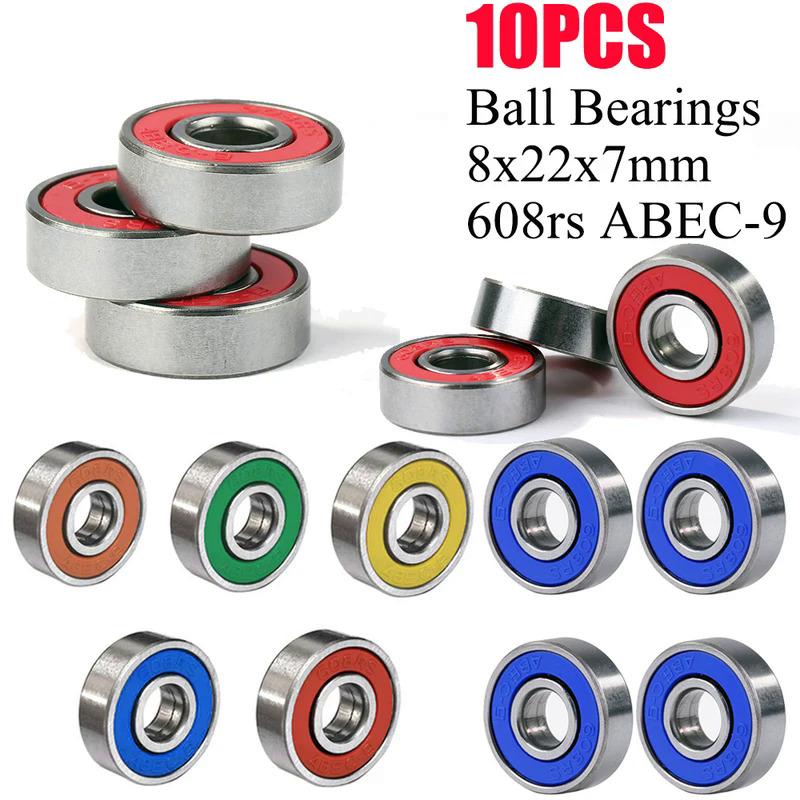 TRIXES 608RS ABEC-9 Gleitlager – 8er-Set Für Skateboard, Roller Und Inlineskates – Hochwertige Kugellager