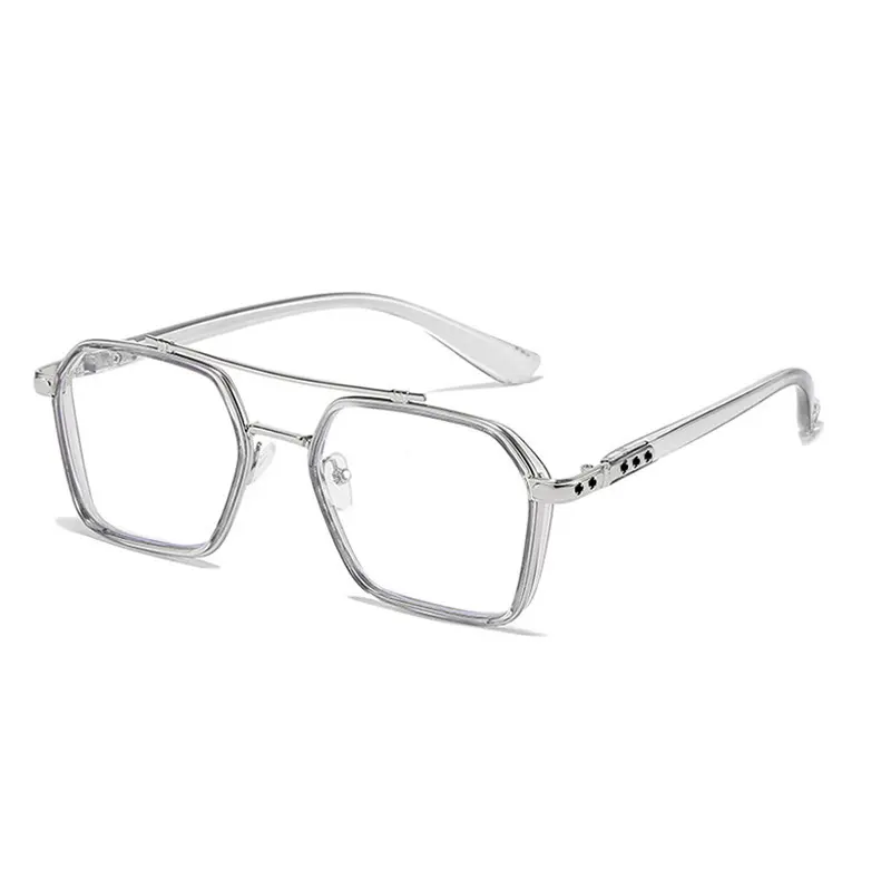 Men's glasses, trendy and domineering flat light glasses anti blue light high-definition student glasses