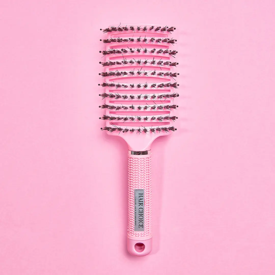 Pink Stroke of Luck - Curved Mixed Bristle Brush