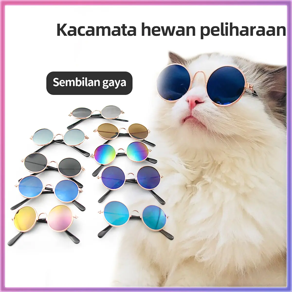 kalung kucing gangster Kacamata Hitam Kucing Anjing Lucu untuk Properti Foto Aksesoris Hewan Peliharaan