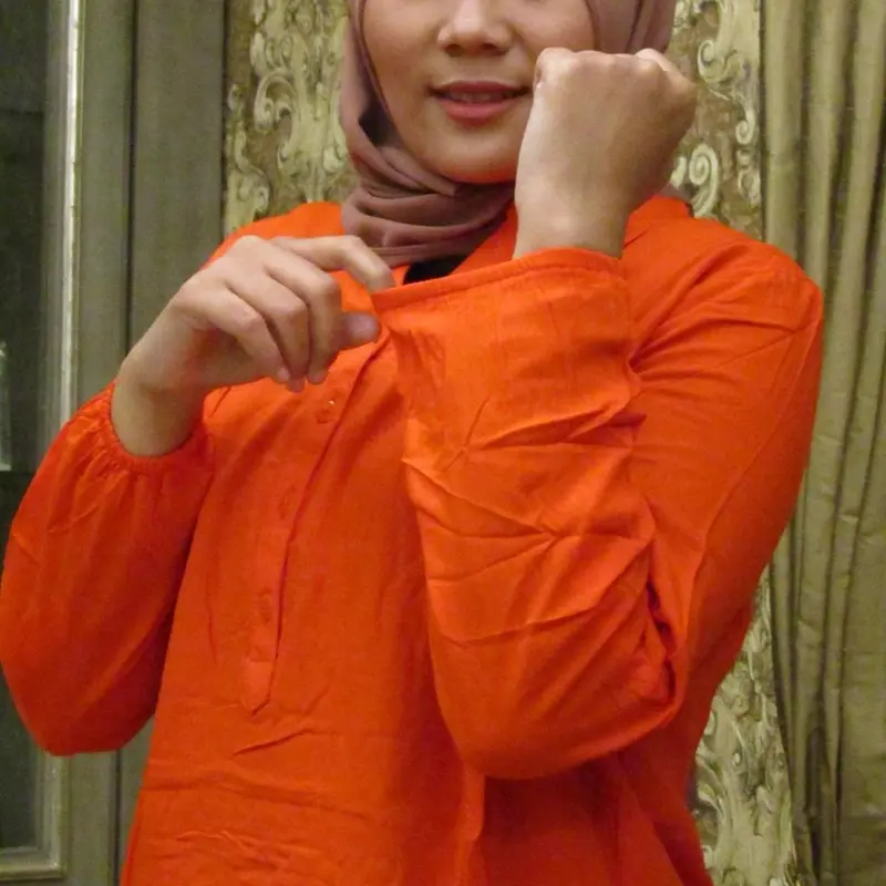 Blouse Rayon Jungle Orange - Blus Katun Polos Orens - Baju JUMBO - Atasan Wanita Kekinian - Kemeja Kerja 7