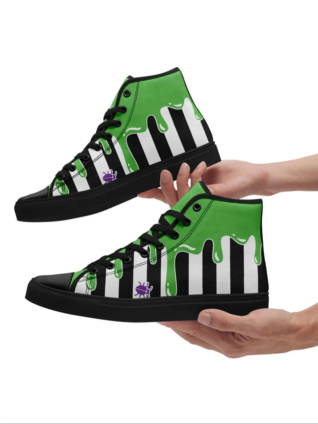 Men's Street Style Zebra Stripe & Skull Print High Top Canvas Sneakers, Fashionable Lace Up Front Skate Shoes for Daily Wear, Stylish All-match Shoes for Men