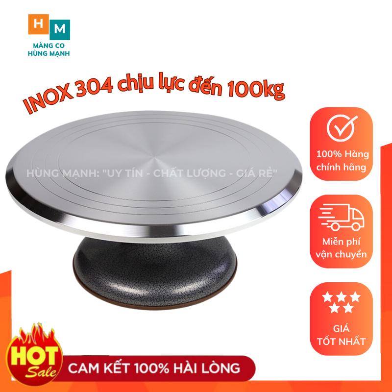 Bàn xoay bánh kem, bàn xoay inox 304 size 30cm hỗ trợ làm bánh trang trí giỏ quà tết [BẢO HÀNH 6 THÁNG]