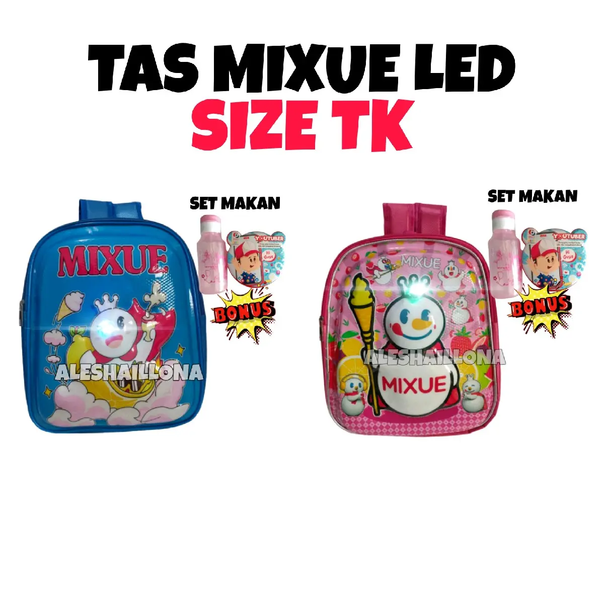 Tas sekolah anak perempuan TK tas MIXUE LED tas anak Ransel Fashion