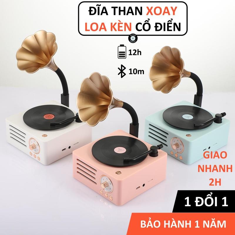 Loa Bluetooth Đĩa Than Xoay OLIVER T15 Loa Bluetooth Loa Kèn Vintage Cổ Điển Đồ Decor Phòng Ngủ Trang Trí Bàn Làm Việc Củ Loa Nghe Nhạc Củ Loa Nghe Nhạc