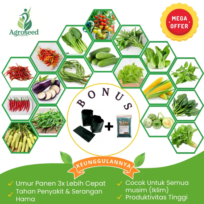 Benih  tanaman unggul  Paket Lengkap Benih Super bibit Unggul Sayuran Cepat Tumbuh