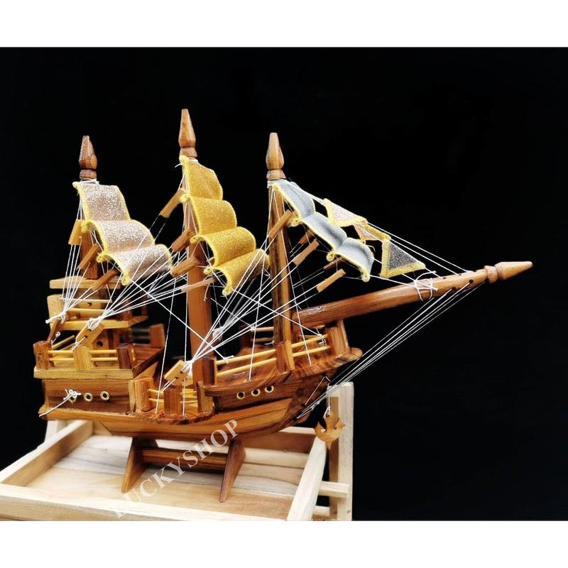 Product Introduction of เรือสำเภาทอง ทำจากไม้สักลงสีเงาขนาดไซส์​A,B,Cรายละเอียด​ข้างล่างคะ 11