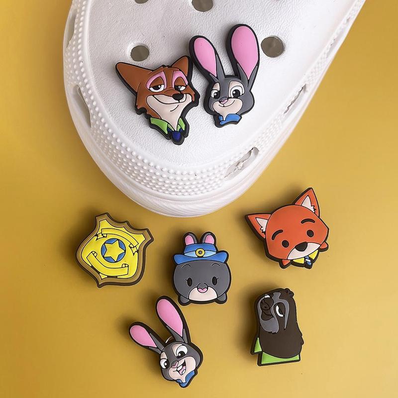 Trang Trí Giày PVC Dễ Thương 1 Chiếc Quyến Rũ Động Vật Hoạt Hình Thỏ Judy Fox Zootopia Fit Cho Crocs Jibbitz Phụ Kiện Guốc Giày Quà Tặng Trẻ Em