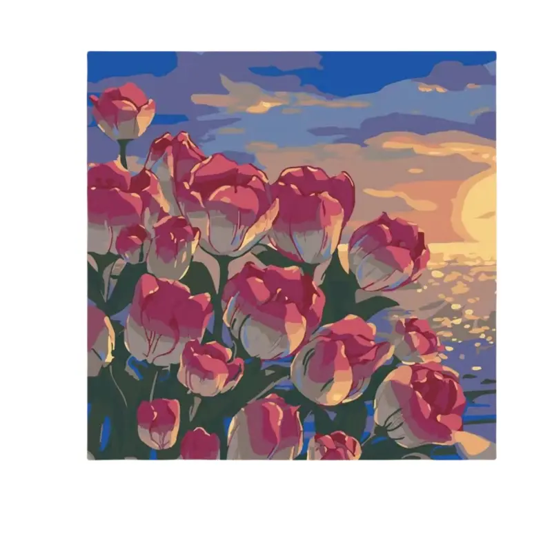 Tranh Sơn Dầu Kỹ Thuật Số, Hoa Và Phong Cảnh, Tự Làm, 30 * 30cm, Tranh Thủ Công Tô Màu, Tô Màu Tay Cho Trẻ Em, Có Thể Dùng Làm Đầy, Tranh Sơn Dầu Kỹ Thuật Số Hoa Tulip 7