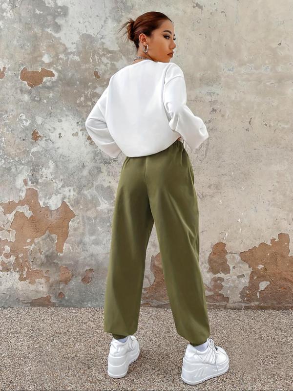 Two-piece Set Women's Letter Print Drop Shoulder Sweatshirt & Jogger Pants Set, Casual Fashion Cozy Round Neck Long Sleeve Pullover & Trousers for Daily Wear, Ladies Spring & Fall Clothes 1