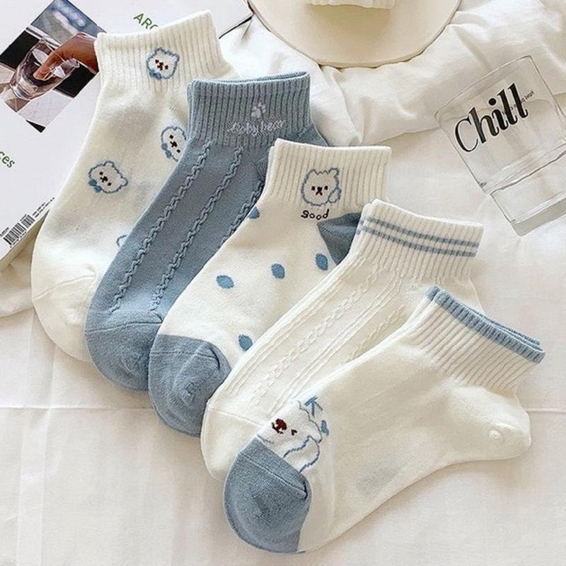 Set 10 Đôi Tất vớ nữ cổ ngắn chất liệu cotton co giãn 4 chiều,