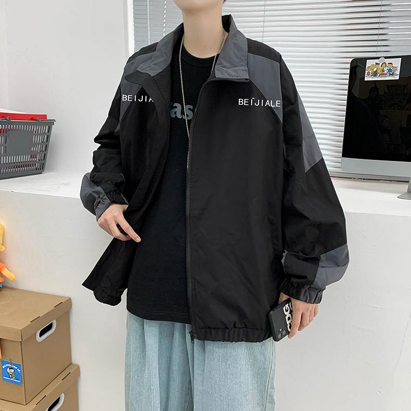 Áo khoác gió học sinh kiểu unisex cổ đứng vải dù 2  lớp (RESUAPRE) Jacket Menswear Màu Đen