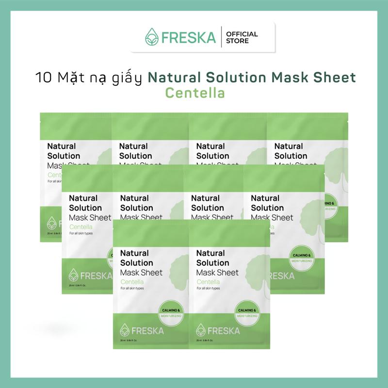 [LS][Tặng 2 mask giấy bất kì] Freska Combo 10 Miếng mặt nạ giấy rau má Natural Solution Mask Sheet – Centella 25ml