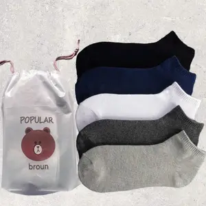 5 PASANG KAOS KAKI LAKI-LAKI POLOS  FREE POUCH spandeks anggun Unicorn Cuci Kering