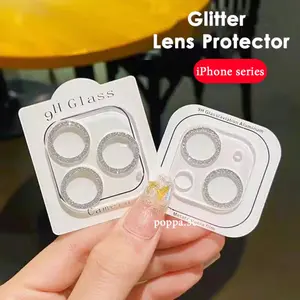 Diamond Glitter Camera Lens Protector For iPhone 11 13 15 12 14 16 Pro Max Tempered Glass Films For iPhone 12 13 Mini 15 16  Plus Sreen Protectors Film