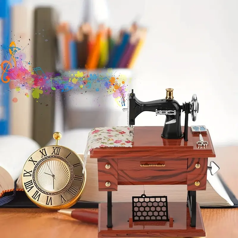 Vintage Sewing Music Box, Clockwork Box Mini Retro for Birthday Present.Mother's Day gifts, meaningful gifts Decor Ornaments 5
