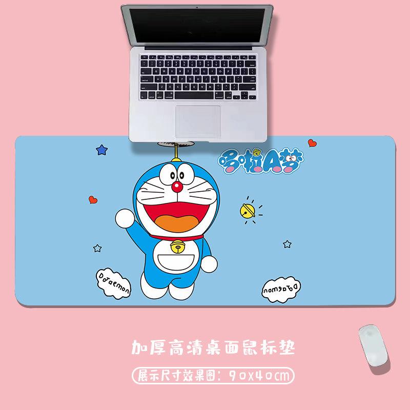 Tấm Lót Chuột Ngoại Cỡ, Thiết Kế Hoạt Hình Doraemon Và Người Đàn Ông Béo Màu Xanh Pokonyan Dễ Thương Cho Bé Gái, Màu Xanh Da Trời, Chống Vết Bẩn, Thích Hợp Cho Máy Tính, Có Khóa, Tấm Lót Bàn Bên 7