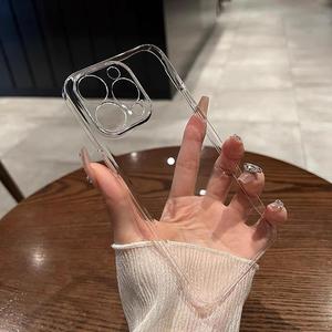 Funda para celular minimalista de TPU transparente, 1 unidad, resistente a golpes, cubierta protectora transparente, accesorios de moda para celular compatibles con iPhone X XR XS 11 12 13 14 15 Pro Max Series, protector de smartphone