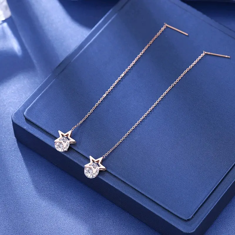 [COD] Anting titanium bintang panjang anti karat & anti hitam