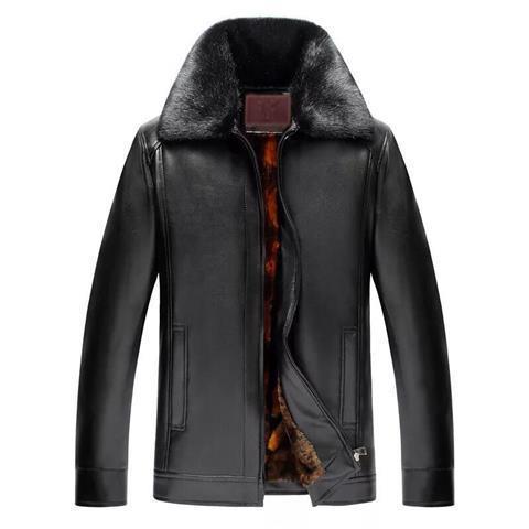 Autumn and Winter Middle-Aged and Elderly Leather Men's Suit Fleece-lined Thickened Pu Coat Dad's Wear Middle-Aged Men's Leather Jacket Leather Pants Nam Sneaker 5