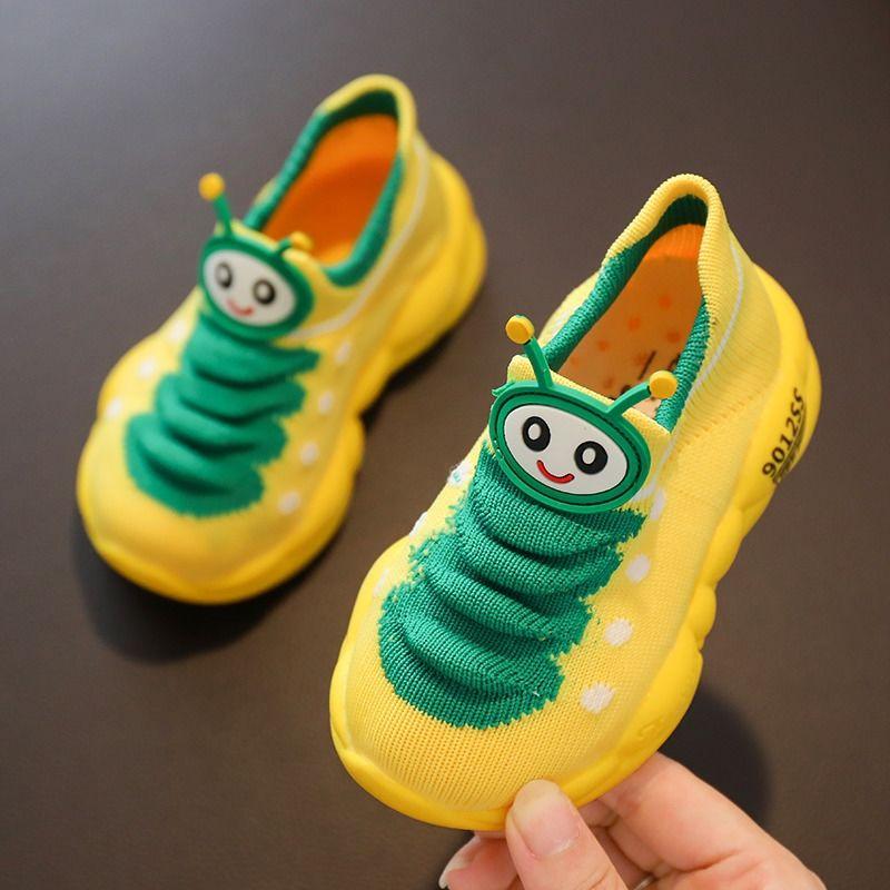 Giày Thể Thao Dệt Fly Cho Trẻ Em, Giày Bề Mặt Lưới Sâu Bướm Cho Bé Gái, Đế Mềm, Giày Tất Cho Bé Trai Và Trẻ Mới Biết Đi, Hàng Mới Về Mùa Lò Xo Và Mùa Thu 2020