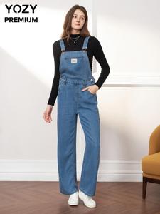 YOZY Women's Letter Patched Pocket Suspender Overalls Jumpsuit, Casual Sleeveless Button Overalls Jumpsuit for Daily Wear, Ladies Clothes for All Seasons