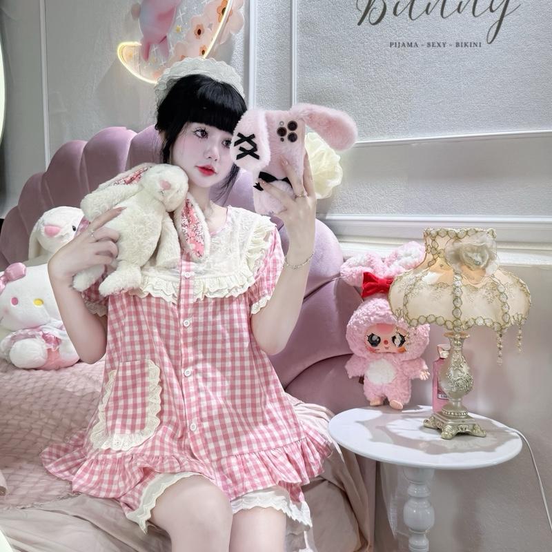 Bộ Kẻ Hồng Cổ Chun Cute Thô Mềm Qccc 5