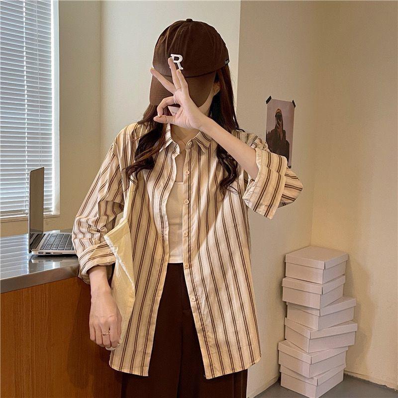 Product Introduction of Áo Sơ Mi Sọc Dọc, Dành Cho Nữ, Bộ Đồ Mùa Thu, Áo Sơ Mi Lớp Cơ Sở Bên Trong, Áo Sơ Mi Áo Bó Sát Sang Trọng, Đầu Thu 2022 Hàng Mới Về 10