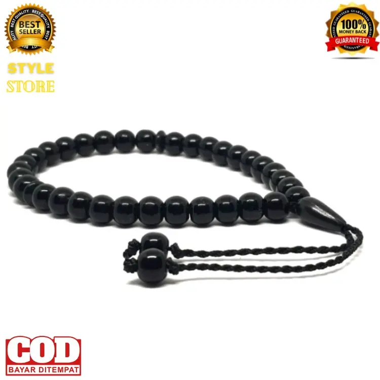Gelang Onyx Hitam 33 Butir / Black Onyx Bracelet Fashionable Harian Laki-laki Sukses 0