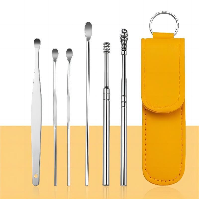 6pcs Ear Wax Cleaning Tool Set With Storage Bag, Portable Ear Pick Tool For Home & Travel 0