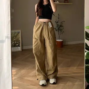 ane Baggy Pants - Celana Kulot Jogger Cargo Serut Highwaist Chinos - Celana Kargo Wanita