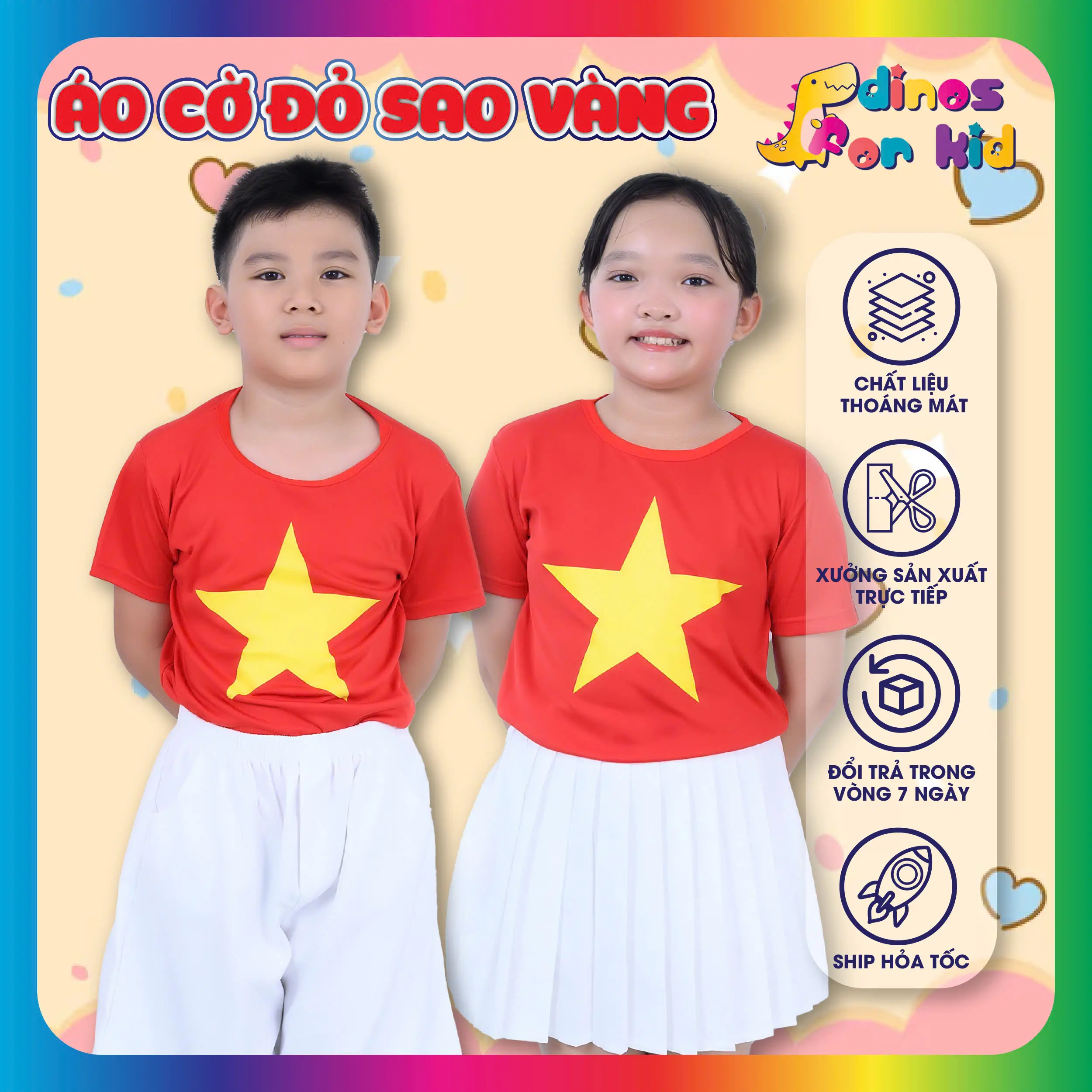 Áo Cờ Đỏ Sao Vàng Trẻ Em - Bộ Quần Váy Áo Cờ Đỏ Sao Vàng Đủ Size Chất Đẹp Cho Bé Múa Diễn Văn Nghệ