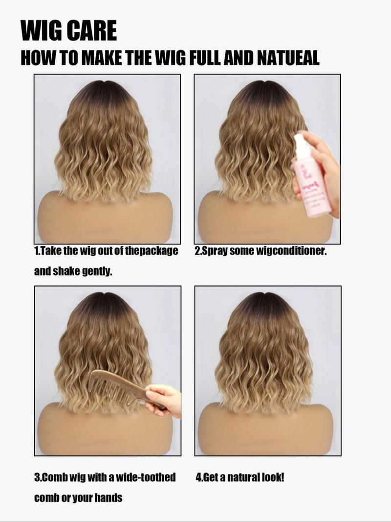 Product Introduction of 14 Inch Ombre Blonde Short Wavy Bob Wigs for Women, Gorgeous Fluffy Wigs, Synthetic Wavy Wigs for Party, Daily Use 2