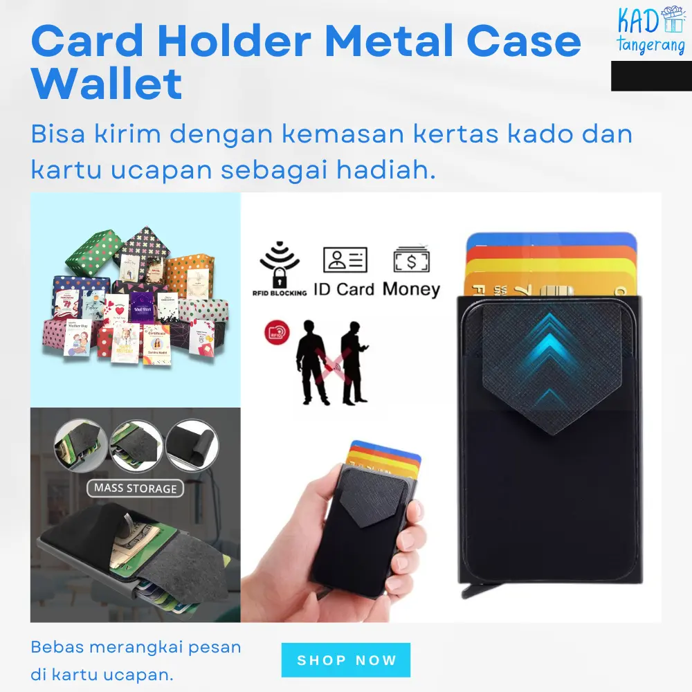 Bank Card Holder Emoney Etoll Alumunium Wallet Wanita RFID Blocking Metal Case Dompet Pria Kartu Akses ID ATM CC Anti Thief