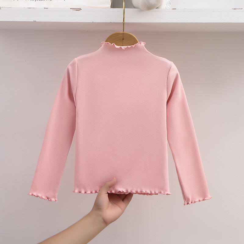 Áo Sơ Mi Cơ Sở Cho Bé Gái, Hàng Mới Về, Phong Cách Thu Đông, Hợp Xu hướng Và Hợp Xu hướng Cho Trẻ Em, Xếp Nhún, Màu Trơn Áo Thun Dài Tay, Thích Hợp Cho Trẻ Lớn, Áo Dễ Phối Đồ 8