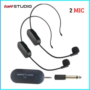 COD Cepat TaffSTUDIO Wireless Microphone 2.4G Headset 2 PCS with Receiver / Mic Mik Bando Imam Masjid Terbaik Buat Sholat Terbaru / Mic Jepit Wireless UHF Call Center Mic with Transmitter podcast dicas suara jernih UHF (Nirkabel) Mikrofon - SI02