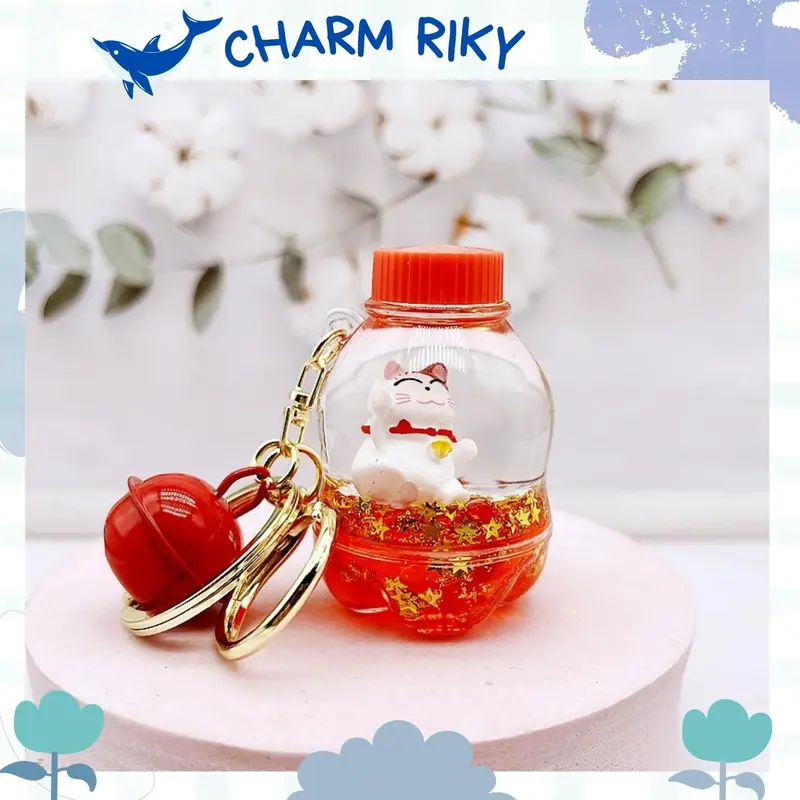 Móc Chìa Khoá Mèo Thần Tài May Mắn Nhựa Treo Cặp Túi Balo Trưng Bày 4