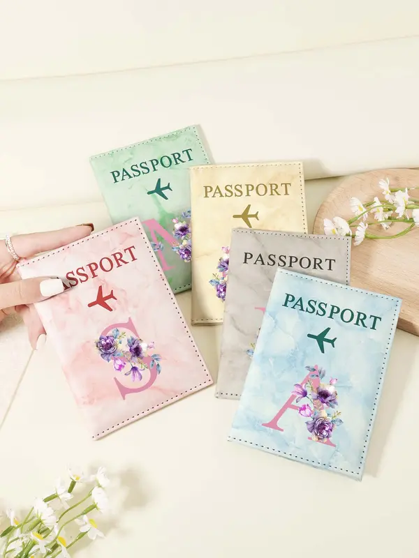 Letter Pattern Passport Holder, Fashionable Travel Passport Holder, Lightweight and Portable Passport Cover, Women's Card & ID Cases 8